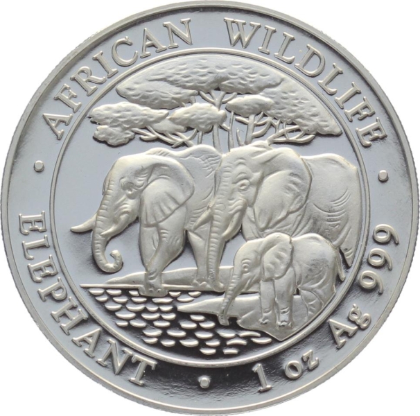 Somalia 100 Schilling Silber 2013 Elefant - 1 Unze Feinsilber